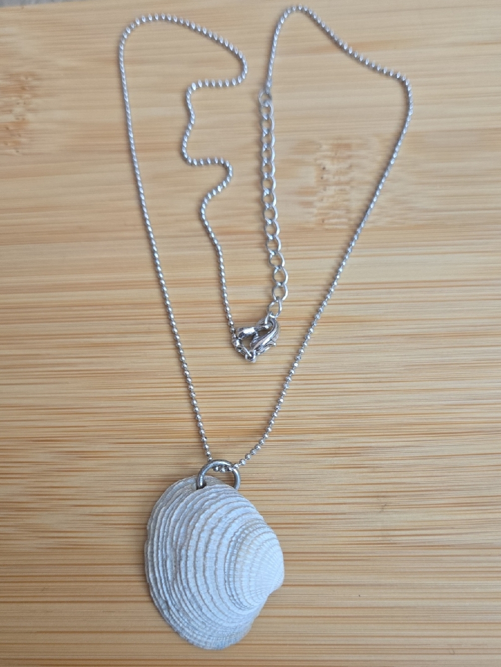 Silver Shell Pendant Necklace - White Shell Accent